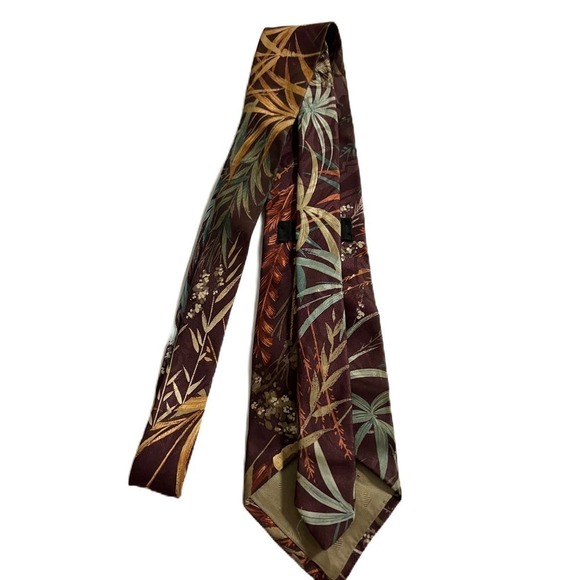 Adolfo Tropical Tie Burgandy - Picture 3 of 5